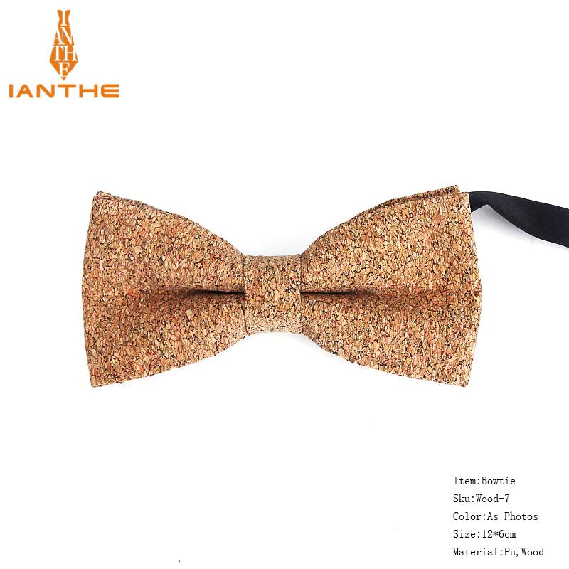 New Cork Wood Fashion Bow Ties Mens Novelty Handmade Solid Neckwear for Mens Wedding Party Man Gift Accessories Men Bowtie