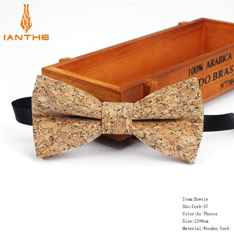 New Cork Wood Fashion Bow Ties Mens Novelty Handmade Solid Neckwear for Mens Wedding Party Man Gift Accessories Men Bowtie