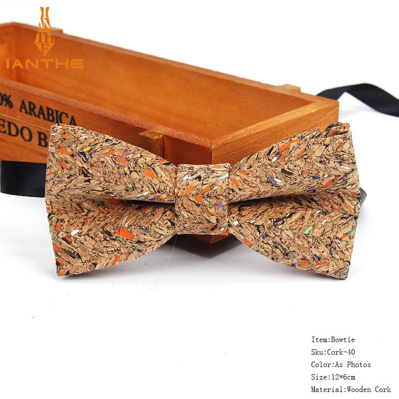 New Cork Wood Fashion Bow Ties Mens Novelty Handmade Solid Neckwear for Mens Wedding Party Man Gift Accessories Men Bowtie