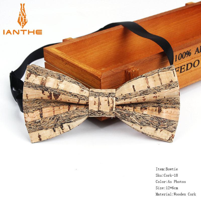 New Cork Wood Fashion Bow Ties Mens Novelty Handmade Solid Neckwear for Mens Wedding Party Man Gift Accessories Men Bowtie