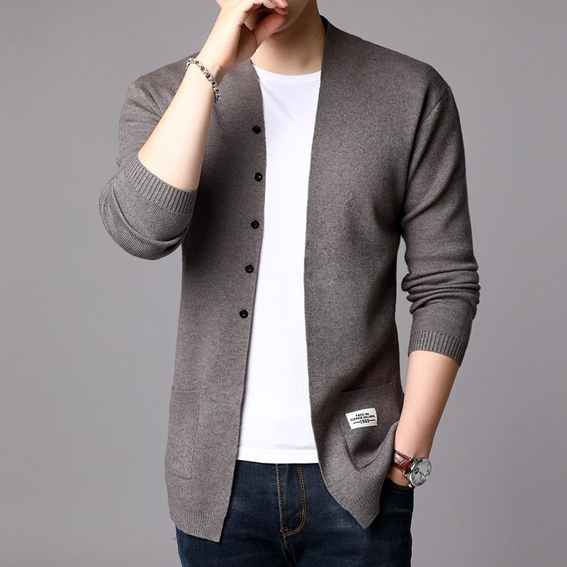 Fashion Mens Cardigan Jackets Coats Streetwear Trend Windbreaker Autumn Overcoat