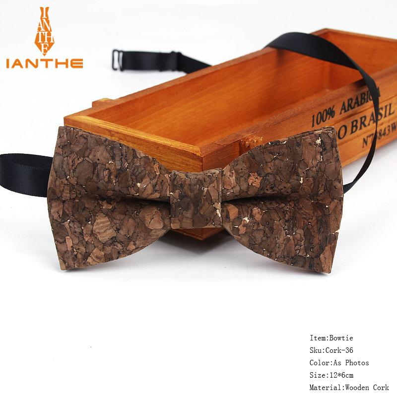 New Cork Wood Fashion Bow Ties Mens Novelty Handmade Solid Neckwear for Mens Wedding Party Man Gift Accessories Men Bowtie