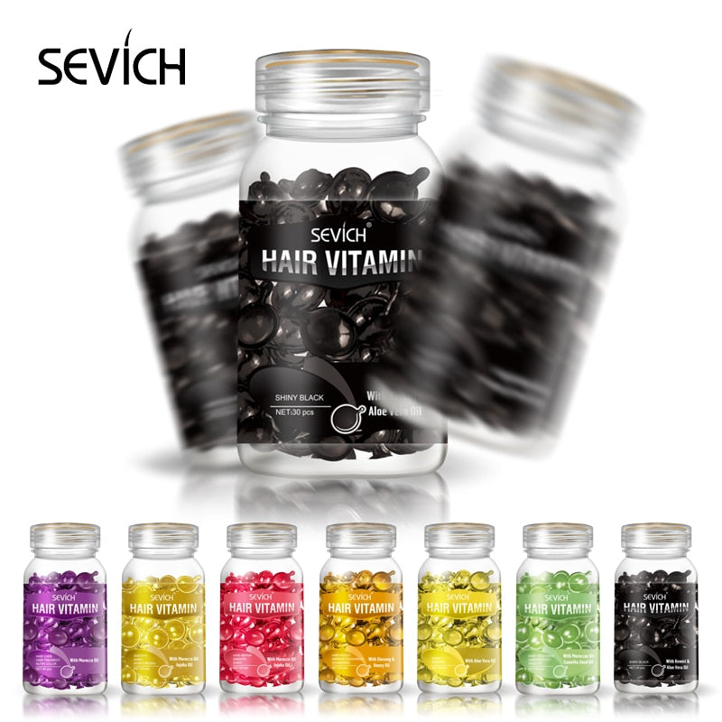 Sevich 30pcs Hair Vitamin Keratin Complex Oil Smooth Silky Hair Mask Repair Damaged Hair Serum Moroccan Anti Hair Loss Agent Oil