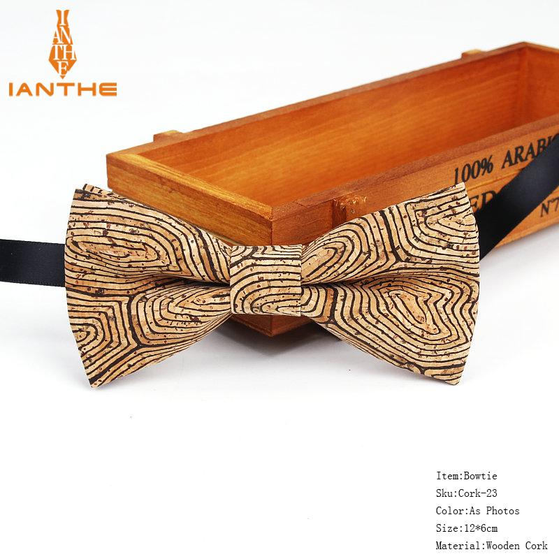 New Cork Wood Fashion Bow Ties Mens Novelty Handmade Solid Neckwear for Mens Wedding Party Man Gift Accessories Men Bowtie