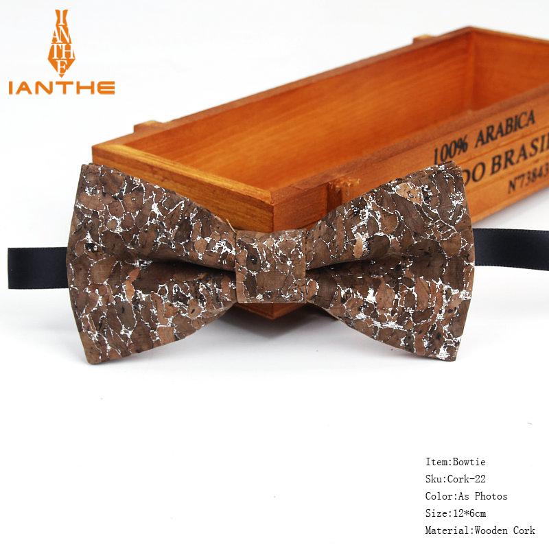 New Cork Wood Fashion Bow Ties Mens Novelty Handmade Solid Neckwear for Mens Wedding Party Man Gift Accessories Men Bowtie