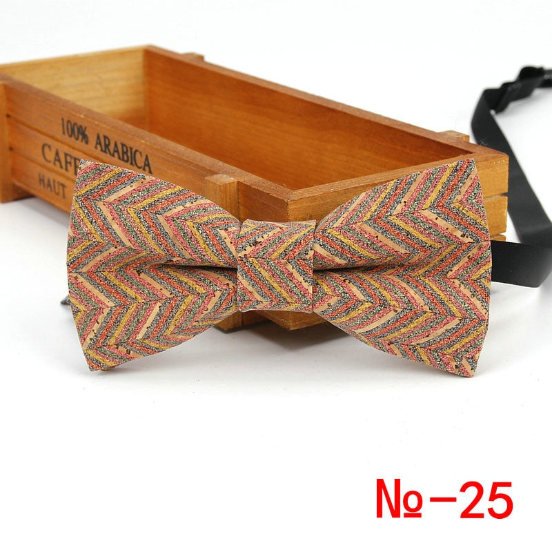 New Cork Wood Fashion Bow Ties Mens Novelty Handmade Solid Neckwear for Mens Wedding Party Man Gift Accessories Men Bowtie