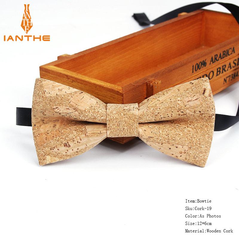 New Cork Wood Fashion Bow Ties Mens Novelty Handmade Solid Neckwear for Mens Wedding Party Man Gift Accessories Men Bowtie