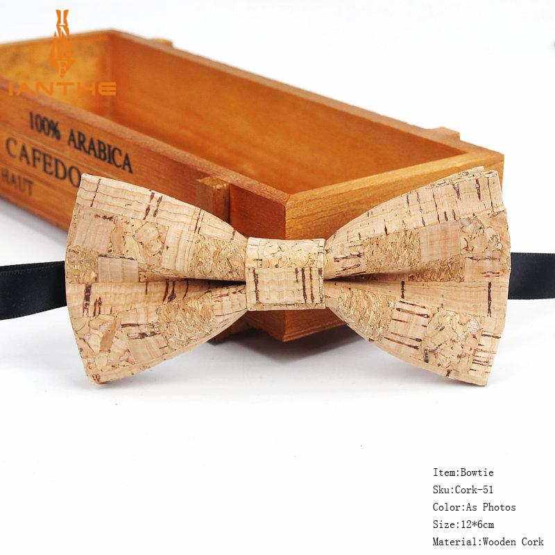 New Cork Wood Fashion Bow Ties Mens Novelty Handmade Solid Neckwear for Mens Wedding Party Man Gift Accessories Men Bowtie