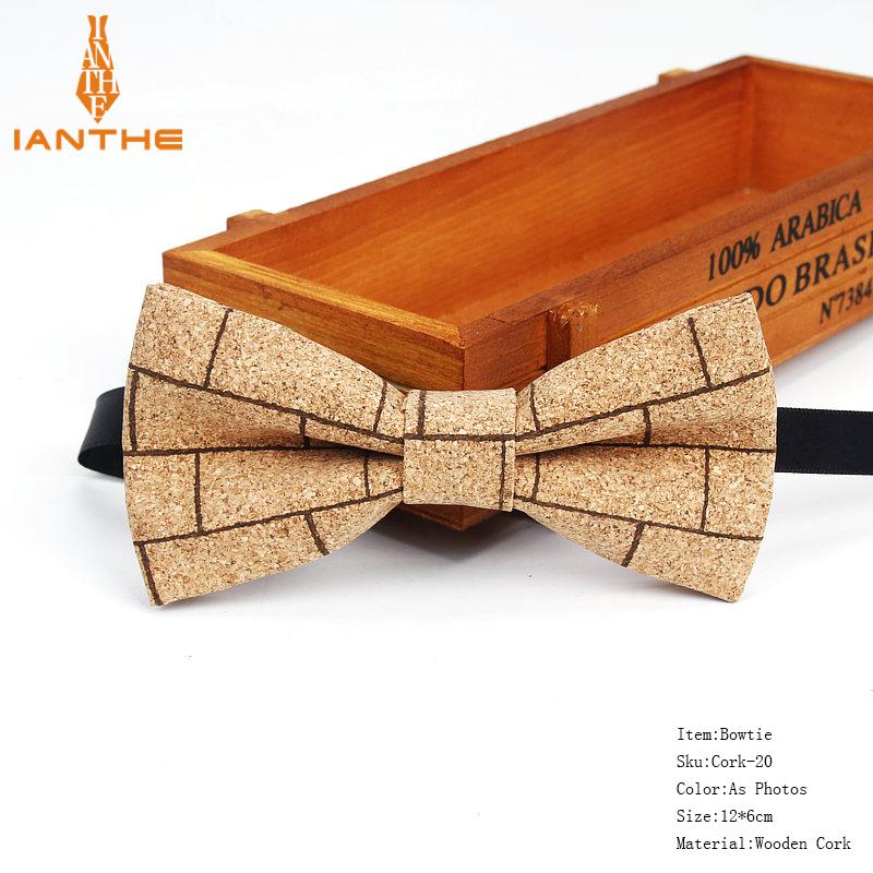 New Cork Wood Fashion Bow Ties Mens Novelty Handmade Solid Neckwear for Mens Wedding Party Man Gift Accessories Men Bowtie