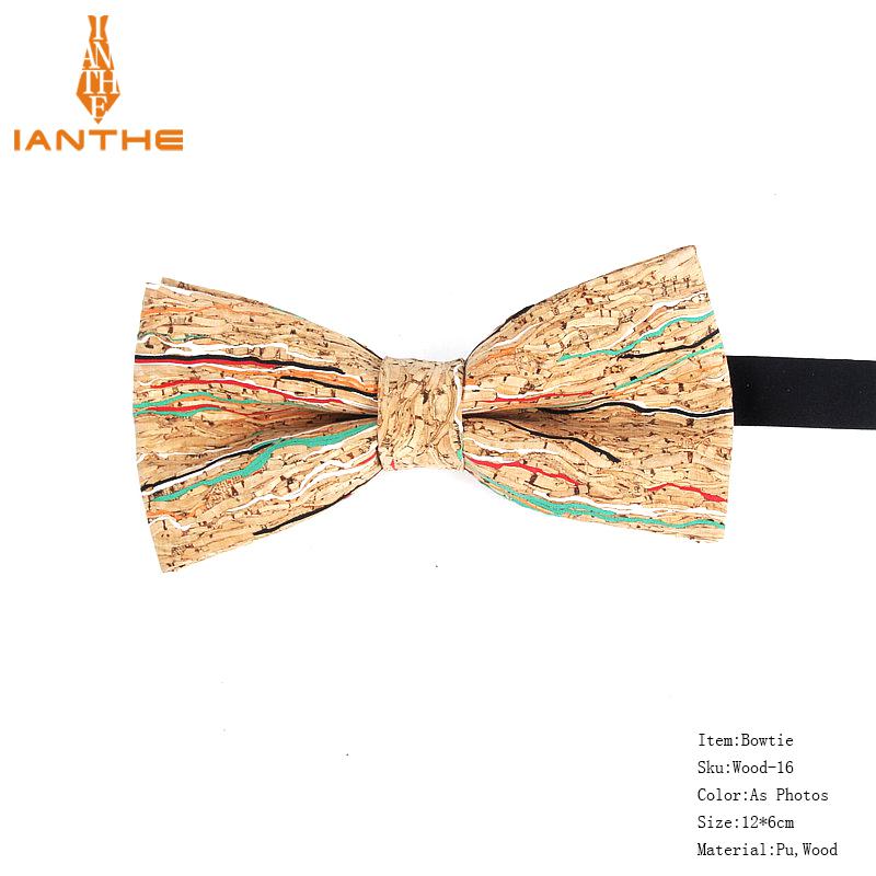 New Cork Wood Fashion Bow Ties Mens Novelty Handmade Solid Neckwear for Mens Wedding Party Man Gift Accessories Men Bowtie