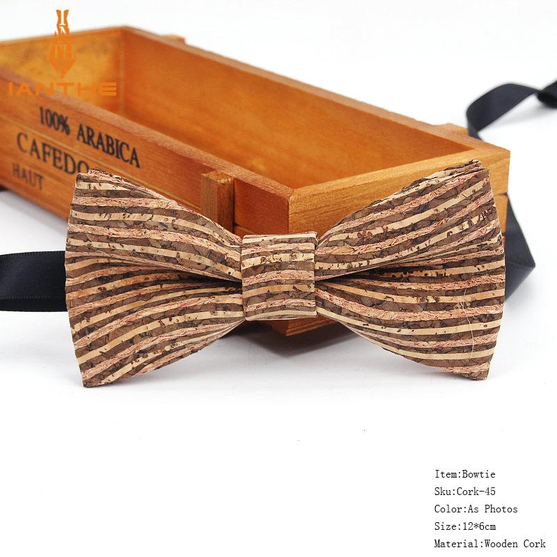 New Cork Wood Fashion Bow Ties Mens Novelty Handmade Solid Neckwear for Mens Wedding Party Man Gift Accessories Men Bowtie