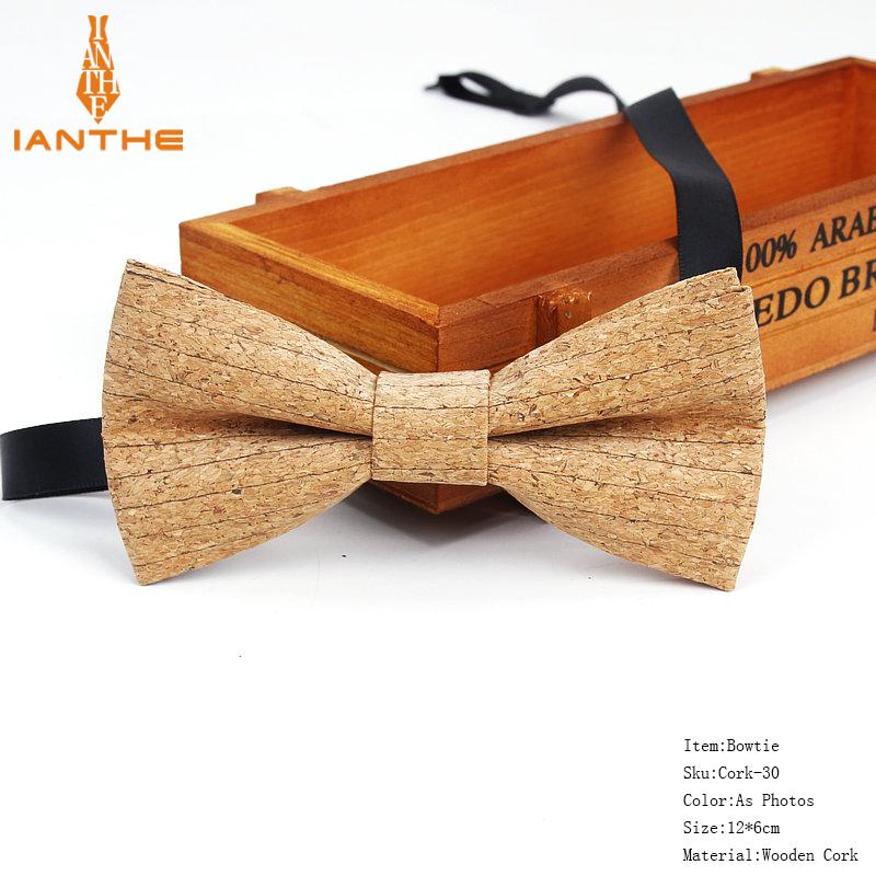 New Cork Wood Fashion Bow Ties Mens Novelty Handmade Solid Neckwear for Mens Wedding Party Man Gift Accessories Men Bowtie