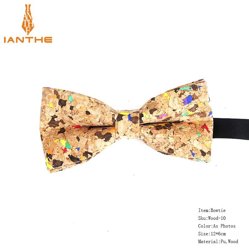 New Cork Wood Fashion Bow Ties Mens Novelty Handmade Solid Neckwear for Mens Wedding Party Man Gift Accessories Men Bowtie