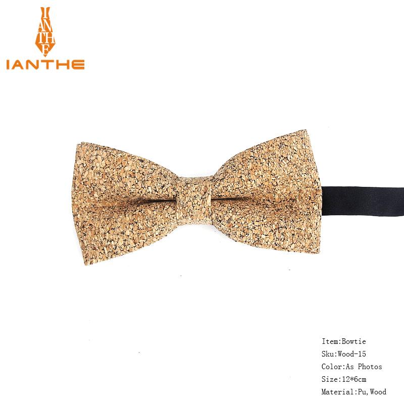 New Cork Wood Fashion Bow Ties Mens Novelty Handmade Solid Neckwear for Mens Wedding Party Man Gift Accessories Men Bowtie