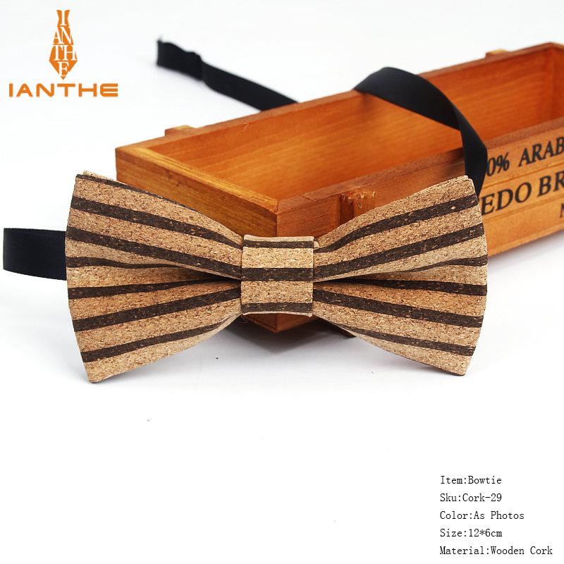 New Cork Wood Fashion Bow Ties Mens Novelty Handmade Solid Neckwear for Mens Wedding Party Man Gift Accessories Men Bowtie