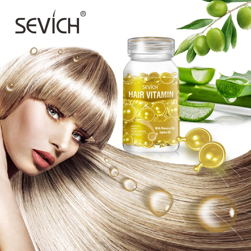 Sevich 30pcs Hair Vitamin Keratin Complex Oil Smooth Silky Hair Mask Repair Damaged Hair Serum Moroccan Anti Hair Loss Agent Oil