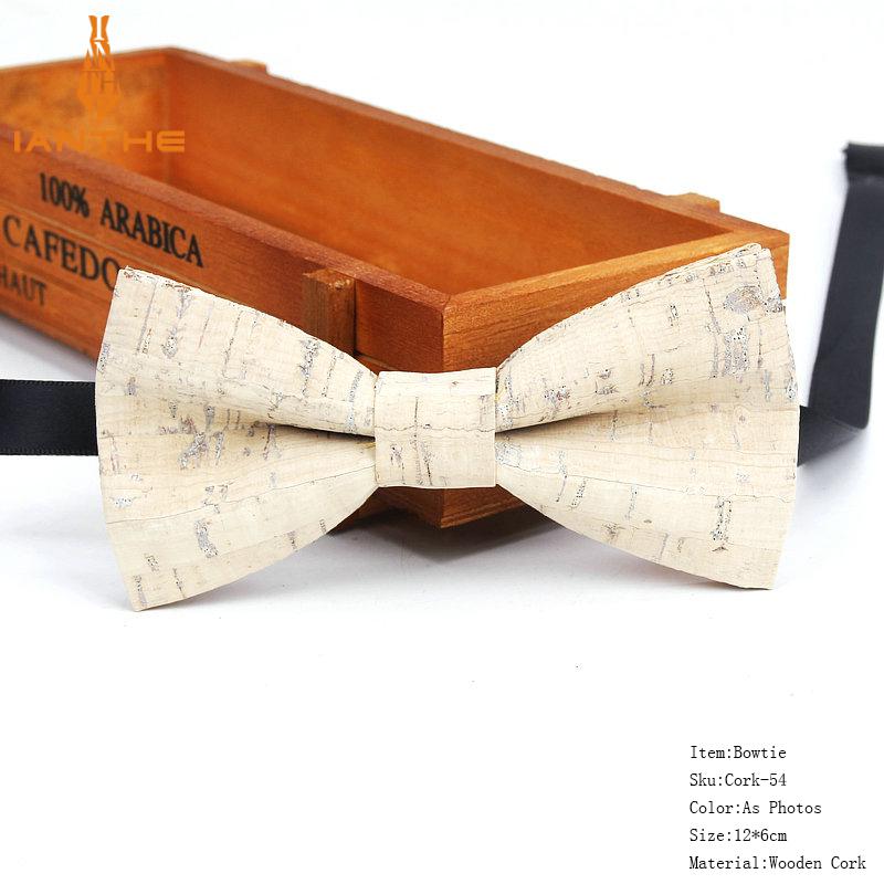 New Cork Wood Fashion Bow Ties Mens Novelty Handmade Solid Neckwear for Mens Wedding Party Man Gift Accessories Men Bowtie