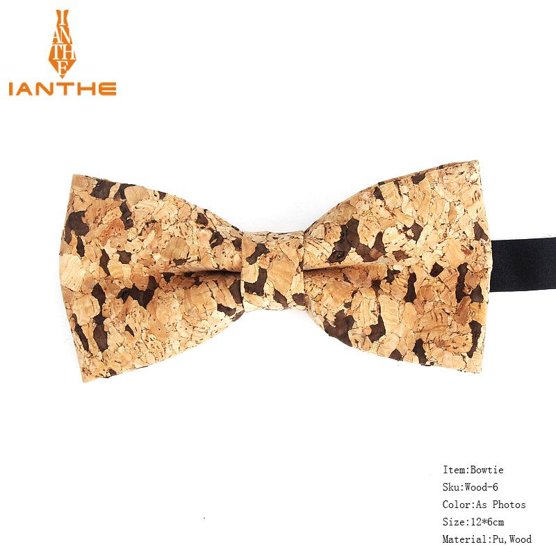 New Cork Wood Fashion Bow Ties Mens Novelty Handmade Solid Neckwear for Mens Wedding Party Man Gift Accessories Men Bowtie