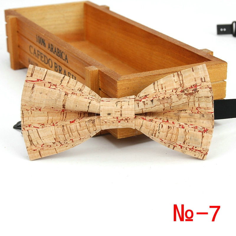 New Cork Wood Fashion Bow Ties Mens Novelty Handmade Solid Neckwear for Mens Wedding Party Man Gift Accessories Men Bowtie