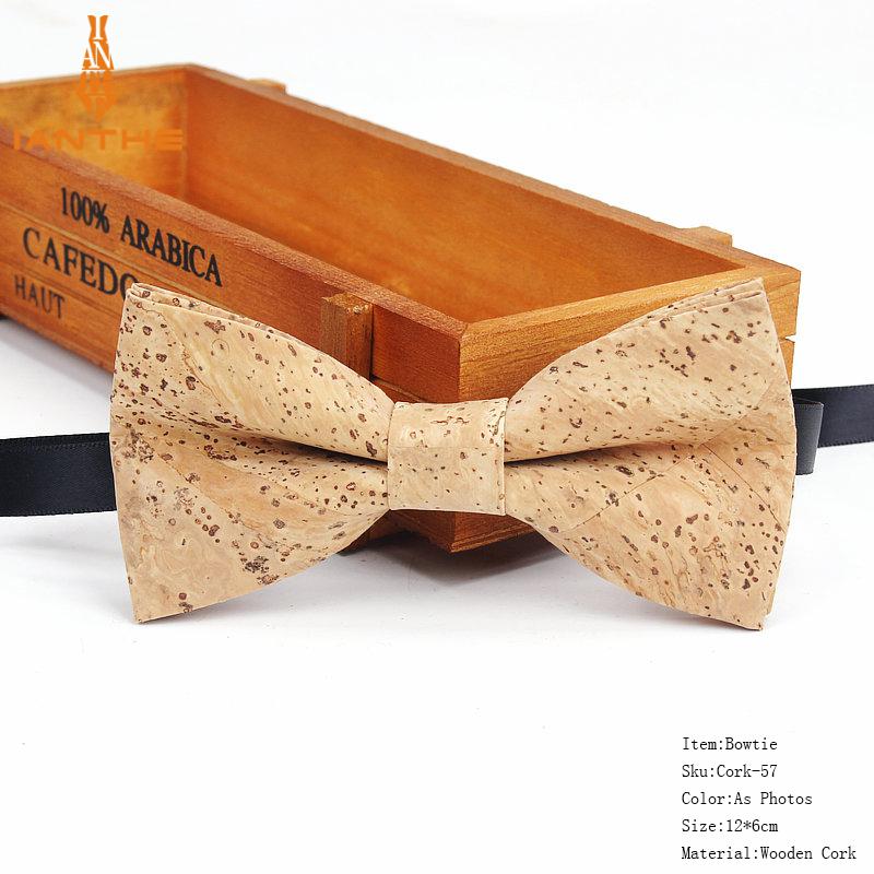 New Cork Wood Fashion Bow Ties Mens Novelty Handmade Solid Neckwear for Mens Wedding Party Man Gift Accessories Men Bowtie