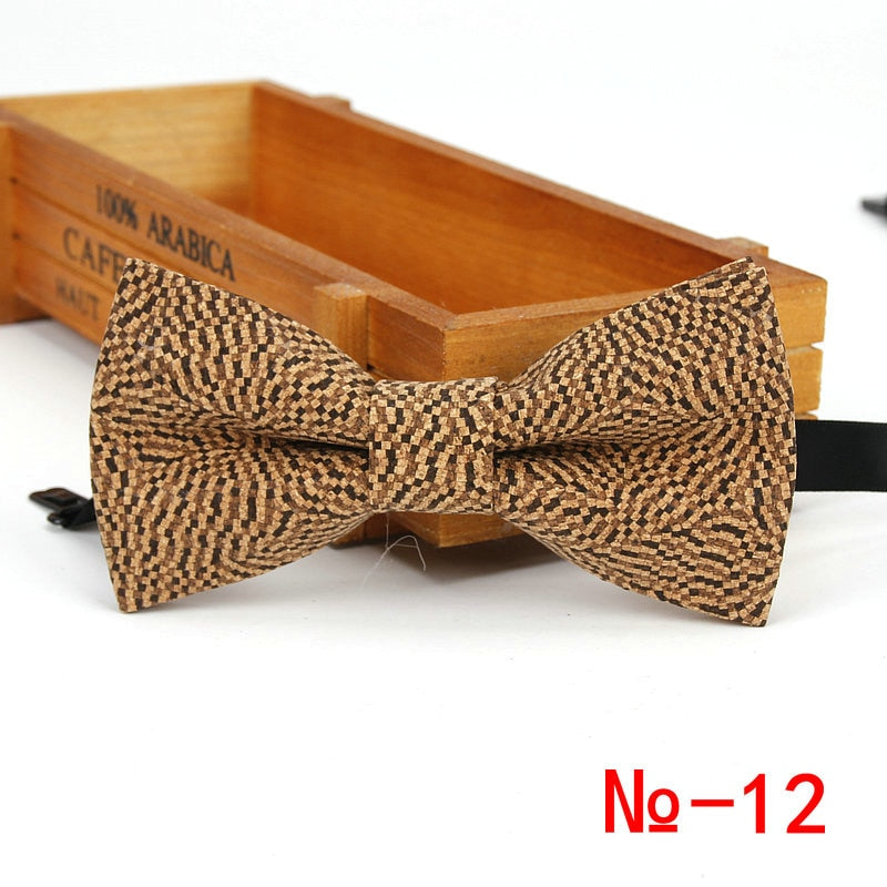 New Cork Wood Fashion Bow Ties Mens Novelty Handmade Solid Neckwear for Mens Wedding Party Man Gift Accessories Men Bowtie