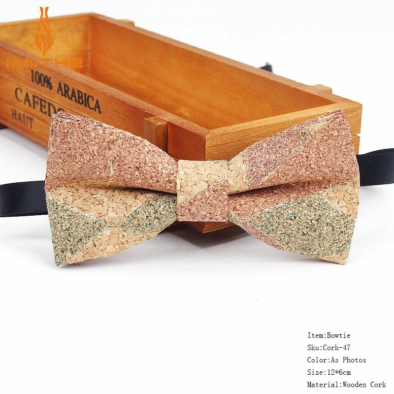 New Cork Wood Fashion Bow Ties Mens Novelty Handmade Solid Neckwear for Mens Wedding Party Man Gift Accessories Men Bowtie