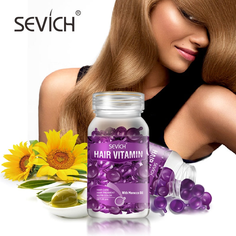 Sevich 30pcs Hair Vitamin Keratin Complex Oil Smooth Silky Hair Mask Repair Damaged Hair Serum Moroccan Anti Hair Loss Agent Oil