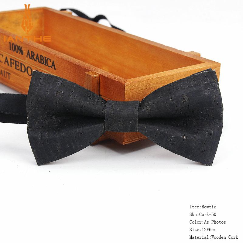 New Cork Wood Fashion Bow Ties Mens Novelty Handmade Solid Neckwear for Mens Wedding Party Man Gift Accessories Men Bowtie