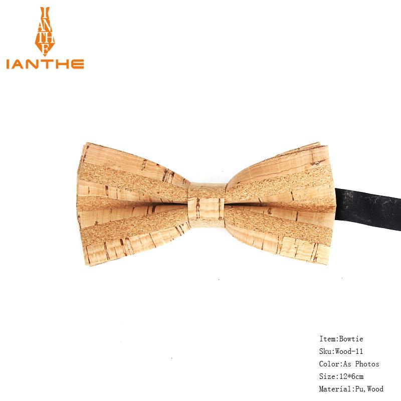 New Cork Wood Fashion Bow Ties Mens Novelty Handmade Solid Neckwear for Mens Wedding Party Man Gift Accessories Men Bowtie