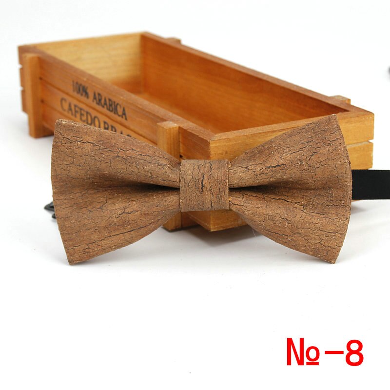 New Cork Wood Fashion Bow Ties Mens Novelty Handmade Solid Neckwear for Mens Wedding Party Man Gift Accessories Men Bowtie