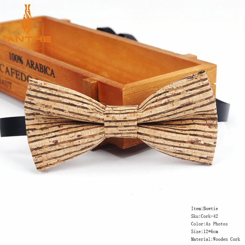 New Cork Wood Fashion Bow Ties Mens Novelty Handmade Solid Neckwear for Mens Wedding Party Man Gift Accessories Men Bowtie