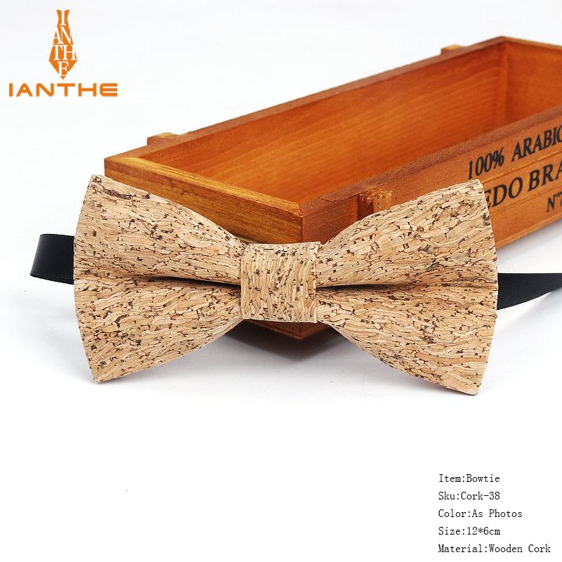 New Cork Wood Fashion Bow Ties Mens Novelty Handmade Solid Neckwear for Mens Wedding Party Man Gift Accessories Men Bowtie