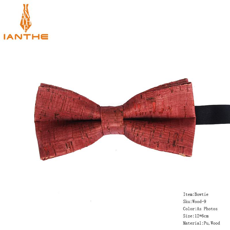 New Cork Wood Fashion Bow Ties Mens Novelty Handmade Solid Neckwear for Mens Wedding Party Man Gift Accessories Men Bowtie