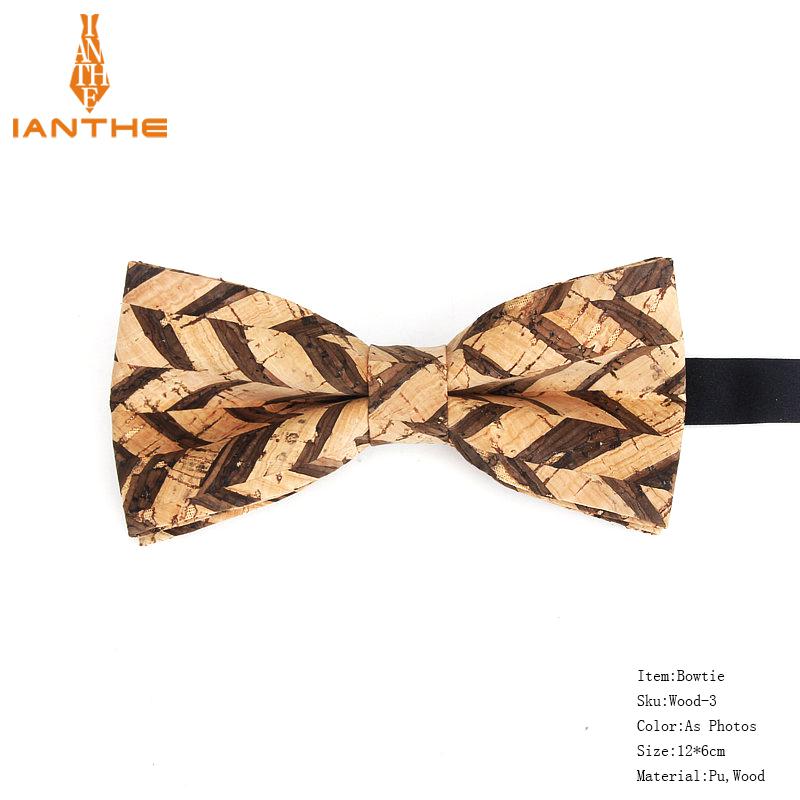 New Cork Wood Fashion Bow Ties Mens Novelty Handmade Solid Neckwear for Mens Wedding Party Man Gift Accessories Men Bowtie