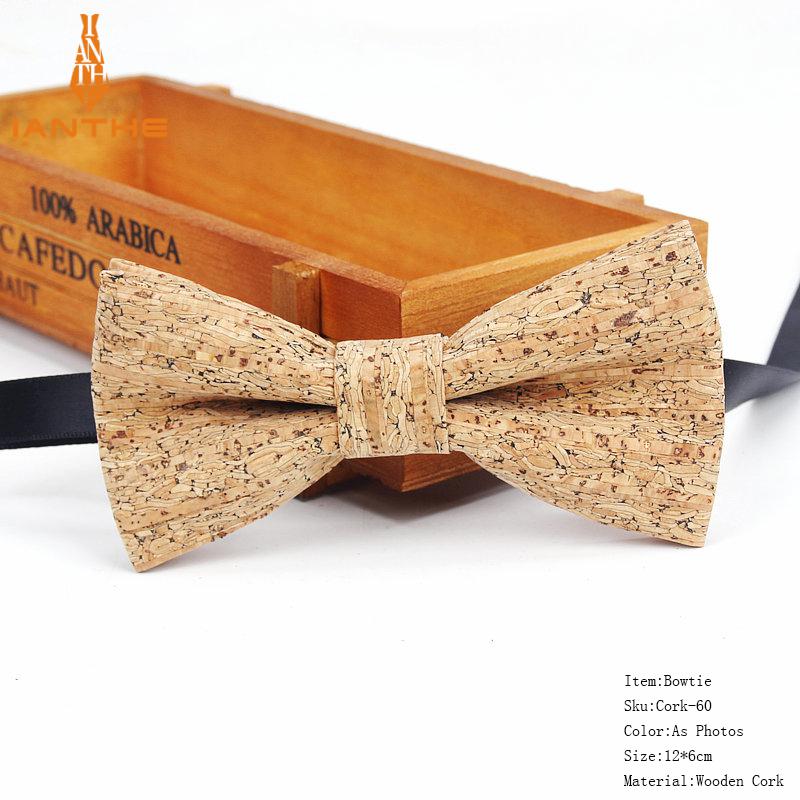 New Cork Wood Fashion Bow Ties Mens Novelty Handmade Solid Neckwear for Mens Wedding Party Man Gift Accessories Men Bowtie