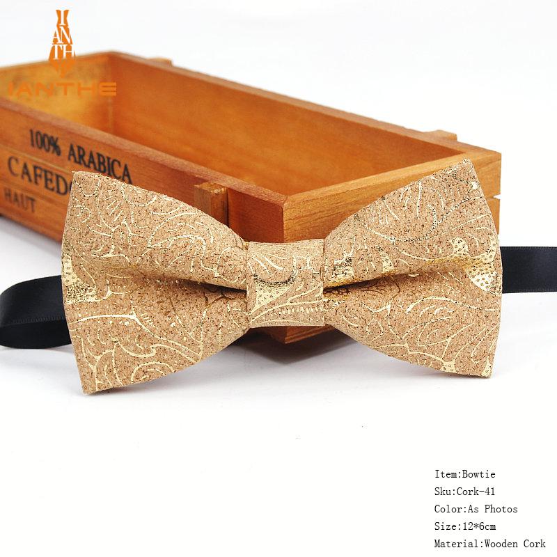 New Cork Wood Fashion Bow Ties Mens Novelty Handmade Solid Neckwear for Mens Wedding Party Man Gift Accessories Men Bowtie