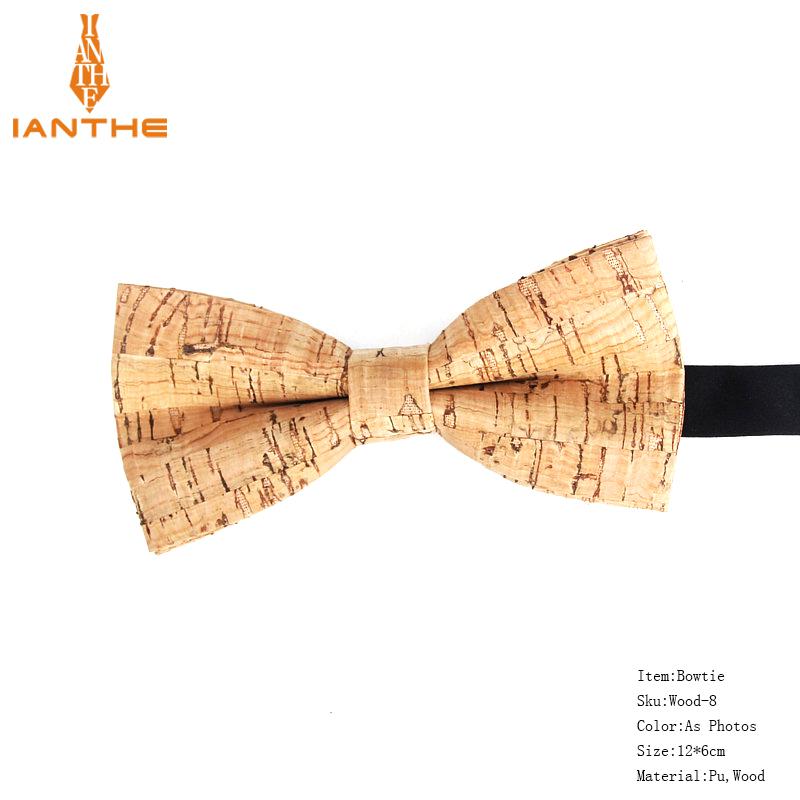 New Cork Wood Fashion Bow Ties Mens Novelty Handmade Solid Neckwear for Mens Wedding Party Man Gift Accessories Men Bowtie