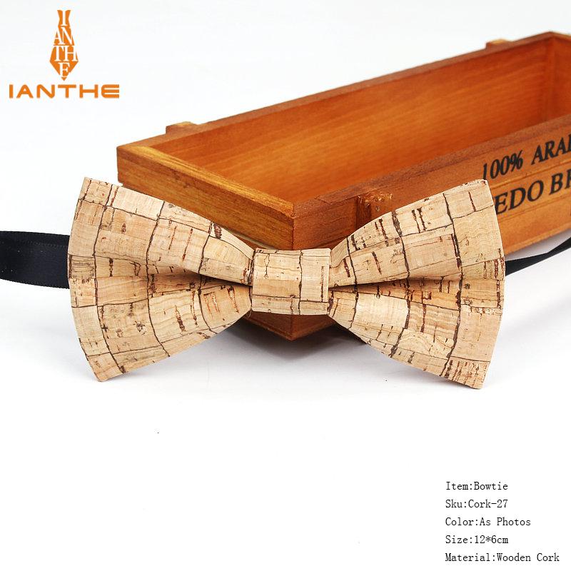 New Cork Wood Fashion Bow Ties Mens Novelty Handmade Solid Neckwear for Mens Wedding Party Man Gift Accessories Men Bowtie