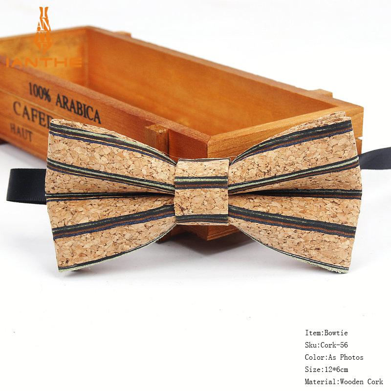 New Cork Wood Fashion Bow Ties Mens Novelty Handmade Solid Neckwear for Mens Wedding Party Man Gift Accessories Men Bowtie