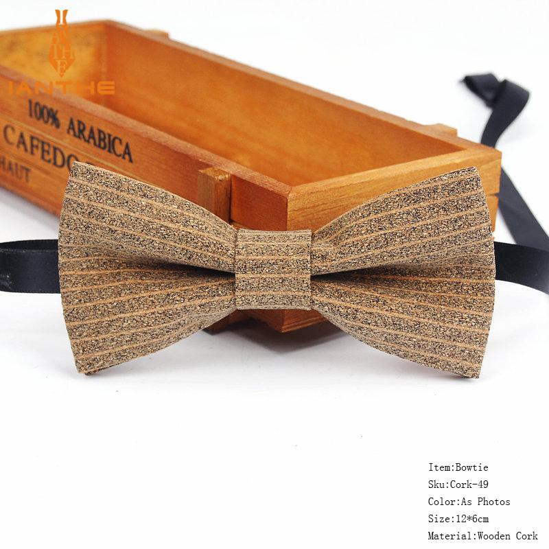 New Cork Wood Fashion Bow Ties Mens Novelty Handmade Solid Neckwear for Mens Wedding Party Man Gift Accessories Men Bowtie