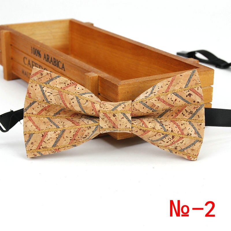 New Cork Wood Fashion Bow Ties Mens Novelty Handmade Solid Neckwear for Mens Wedding Party Man Gift Accessories Men Bowtie