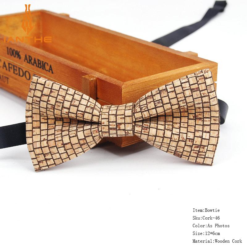 New Cork Wood Fashion Bow Ties Mens Novelty Handmade Solid Neckwear for Mens Wedding Party Man Gift Accessories Men Bowtie