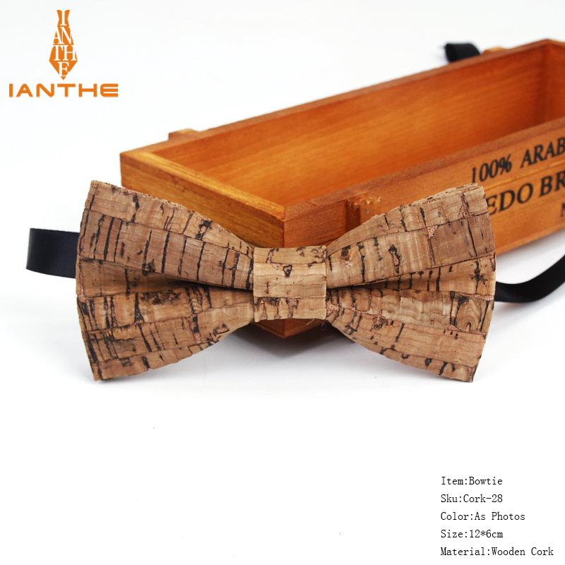 New Cork Wood Fashion Bow Ties Mens Novelty Handmade Solid Neckwear for Mens Wedding Party Man Gift Accessories Men Bowtie