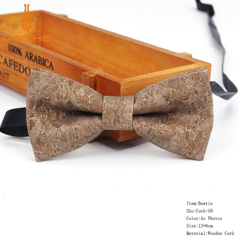 New Cork Wood Fashion Bow Ties Mens Novelty Handmade Solid Neckwear for Mens Wedding Party Man Gift Accessories Men Bowtie