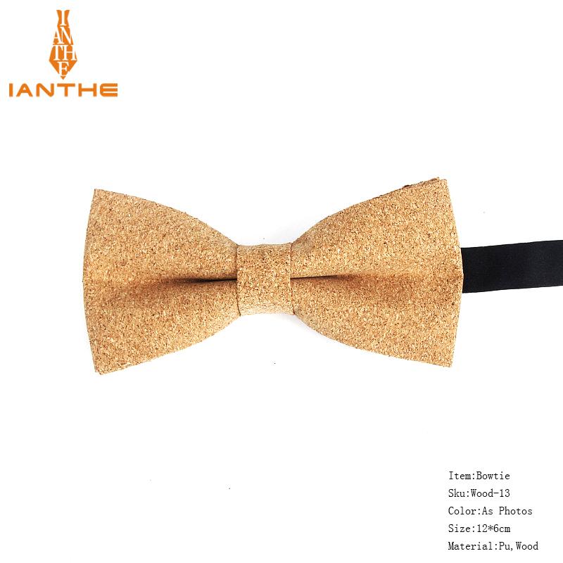 New Cork Wood Fashion Bow Ties Mens Novelty Handmade Solid Neckwear for Mens Wedding Party Man Gift Accessories Men Bowtie