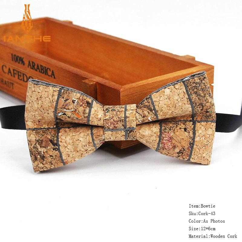 New Cork Wood Fashion Bow Ties Mens Novelty Handmade Solid Neckwear for Mens Wedding Party Man Gift Accessories Men Bowtie