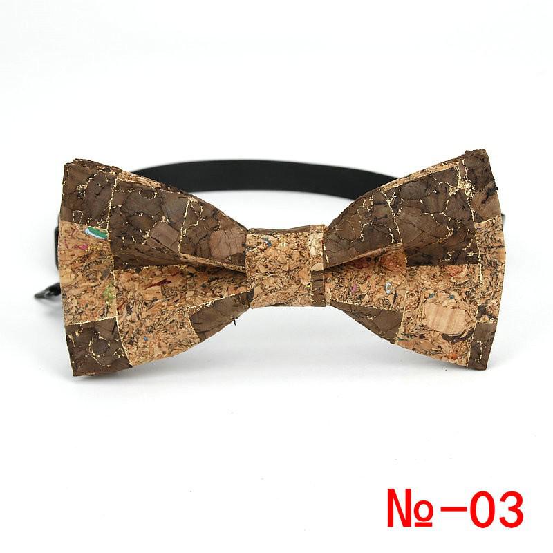 New Cork Wood Fashion Bow Ties Mens Novelty Handmade Solid Neckwear for Mens Wedding Party Man Gift Accessories Men Bowtie