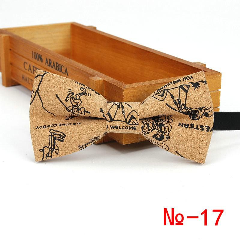 New Cork Wood Fashion Bow Ties Mens Novelty Handmade Solid Neckwear for Mens Wedding Party Man Gift Accessories Men Bowtie