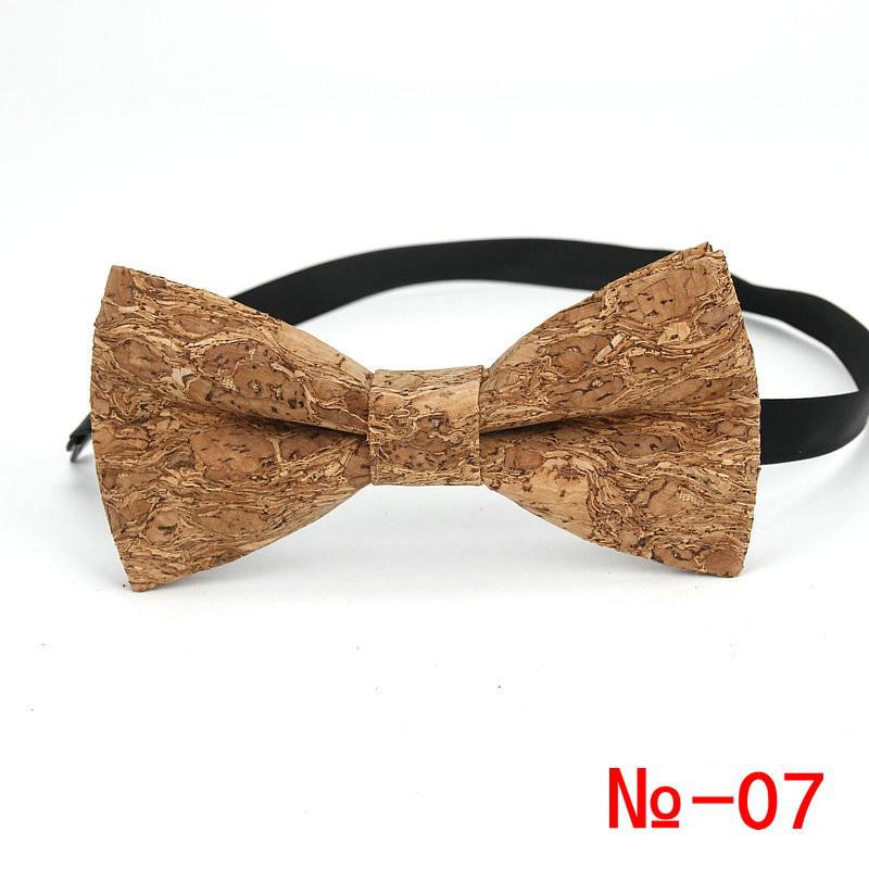 New Cork Wood Fashion Bow Ties Mens Novelty Handmade Solid Neckwear for Mens Wedding Party Man Gift Accessories Men Bowtie