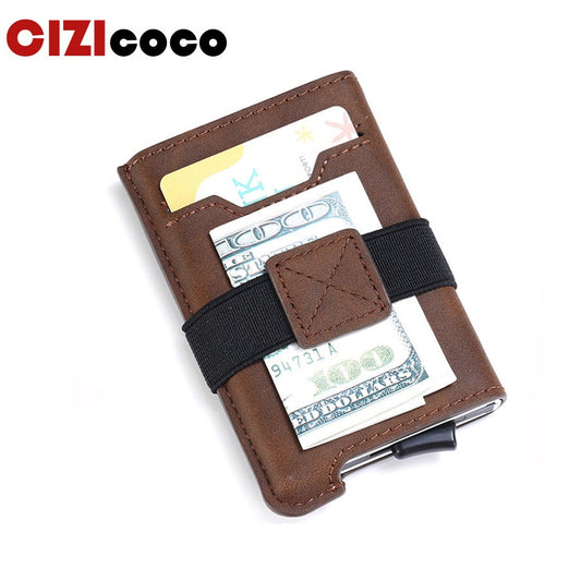 Luxury Brand Aluminum Business ID Bank Cardholder Mini PU leather RFID Blocking Wallet Men Women Credit Card Holders